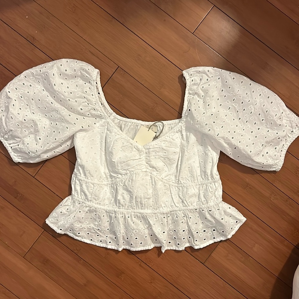 A New Day eyelet blouse large NWT